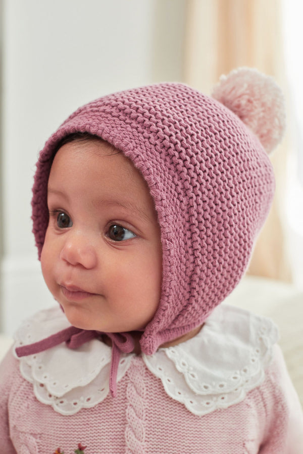 Copy Pink Knitted Baby Bonnet Hat