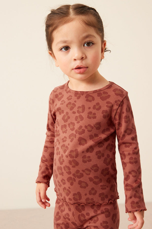 Animal Print Cotton Rich Long Sleeve Rib T-Shirt (3mths-7yrs)