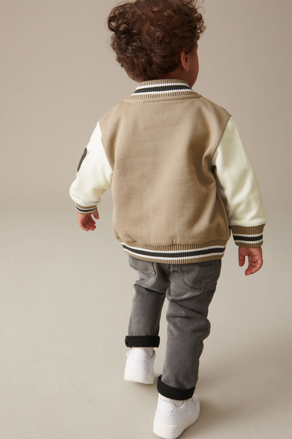 Tan Brown 100% Cotton Letterman Jacket (3mths-7yrs)