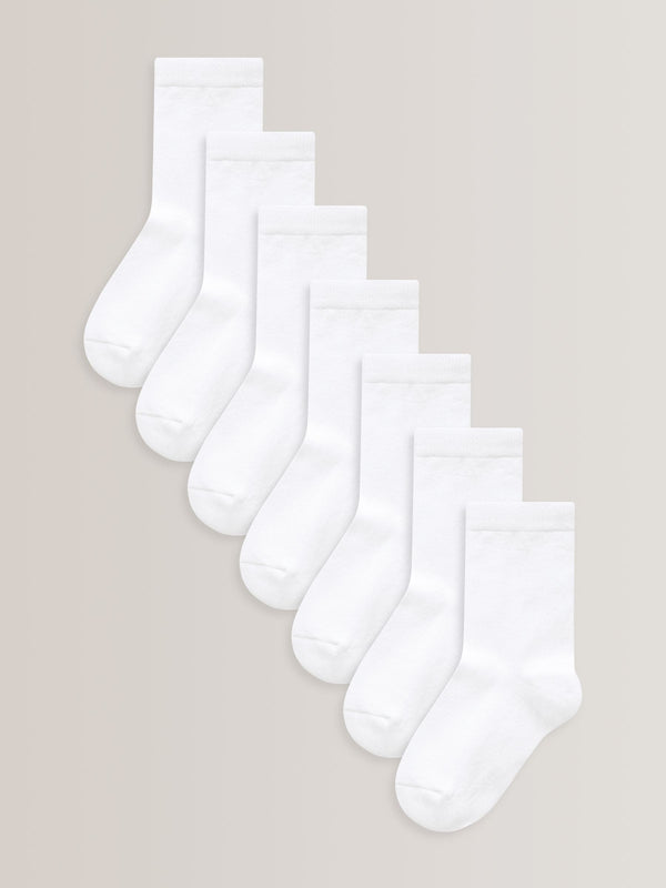 White 7 Pack Cotton Rich Socks