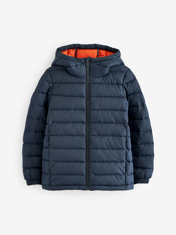 Navy Blue Quilted Midweight Hooded Jacket (3-17yrs)