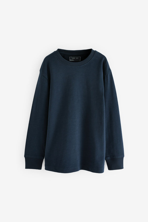 Blue Navy 100% Cotton Long Sleeve Cosy T-Shirt (3-16yrs)