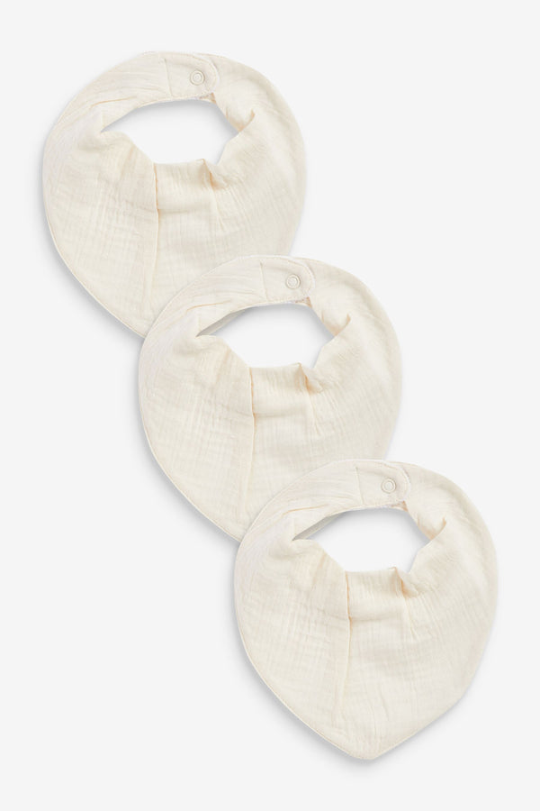 Cream Muslin Baby Dribble Bibs 3 Pack