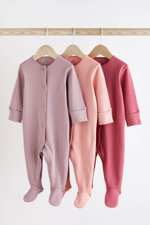 Pink Cotton Baby Sleepsuits (0-2yrs)