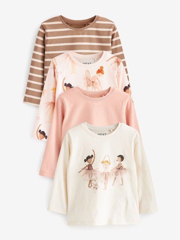 Ballerina 100% Cotton Long Sleeve T-Shirts 4 Pack (3mths-7yrs)