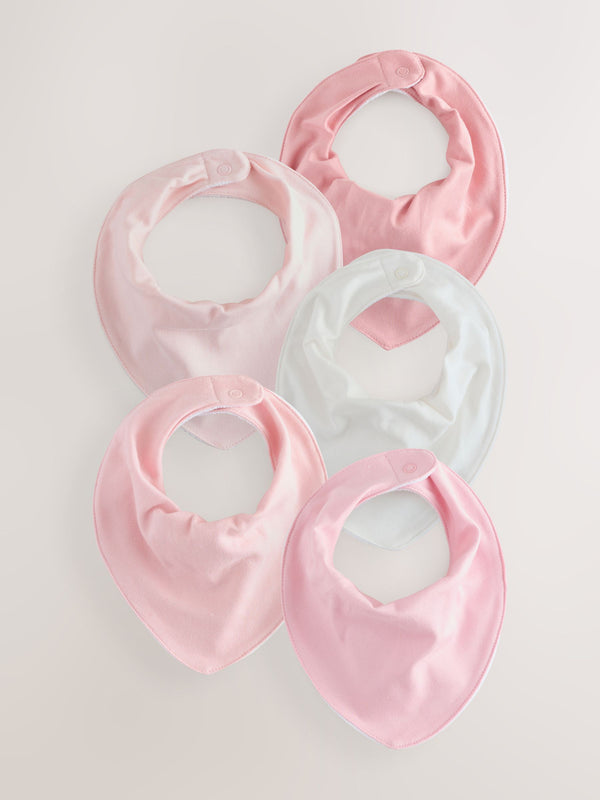 Pink 5 Pack Baby Dribble Bibs