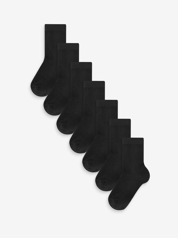 Black 7 pack cushioned footbed socks