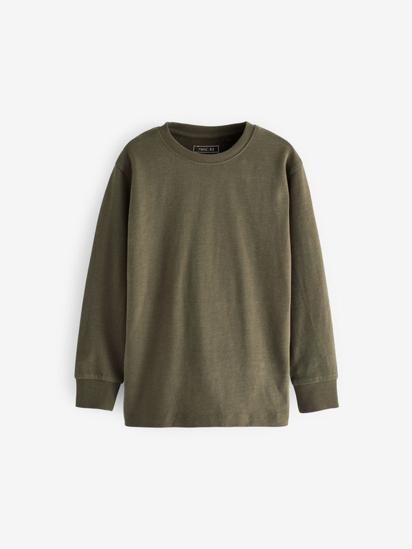 Green Khaki Regular Fit Long Sleeve Cosy T-Shirt (3-16yrs)