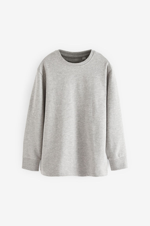 Grey 100% Cotton Long Sleeve Cosy T-Shirt (3-16yrs)