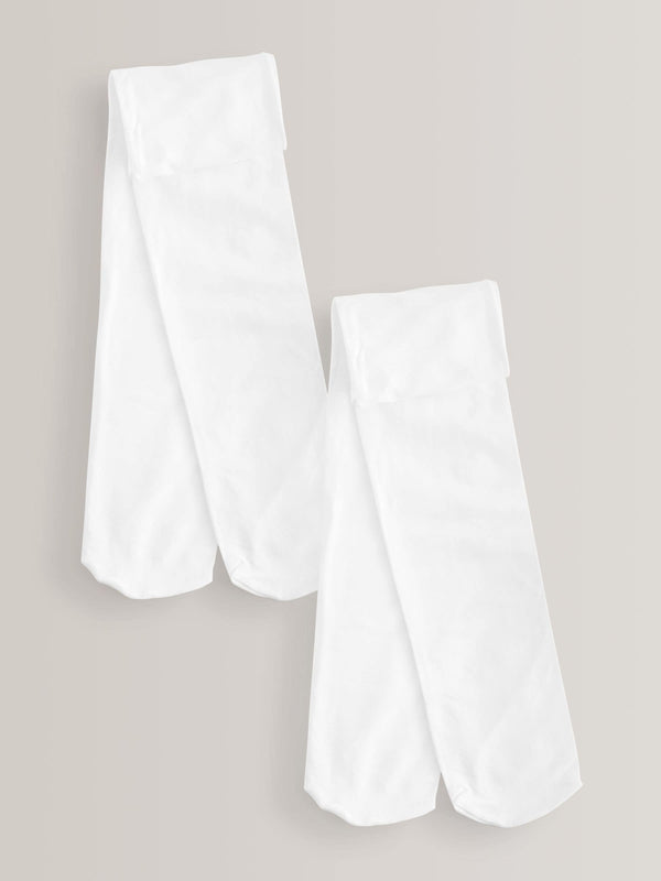 White Regular Length 2 Pack 80 Denier School Tights