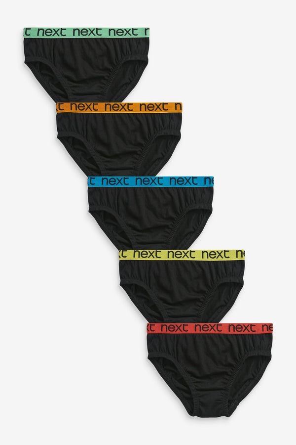 Black Jacquard Waistband Briefs 5 Pack (1.5-16yrs)