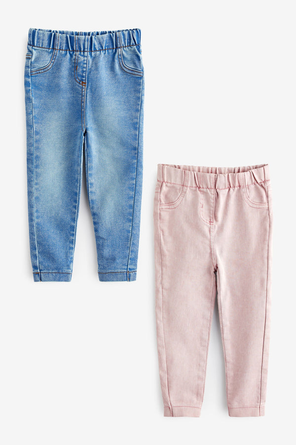 Pink/Blue 2 Pack Elasticated Waist Jeggings (3mths-7yrs)