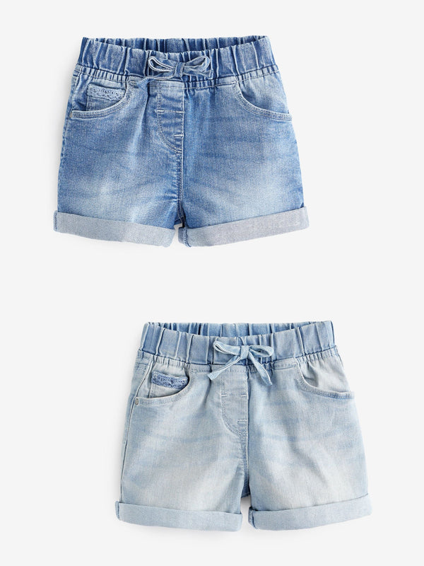 Denim Dark Wash 2 Pack Elasticated Waist Shorts (3mths-10yrs)