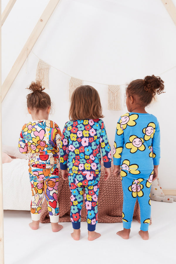 Multi Bright Floral Character 3 pack snuggle pyjama (9mths-8yrs)