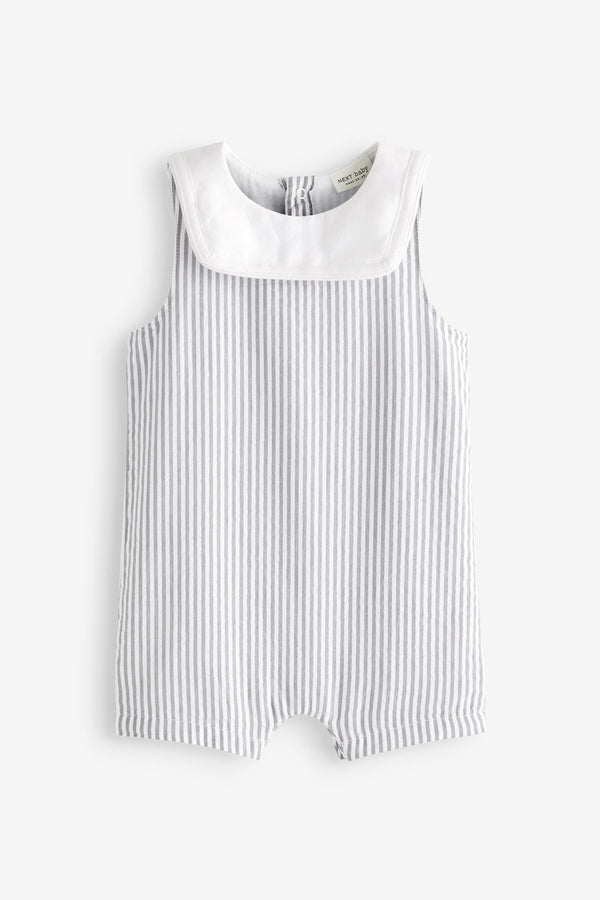 Copy Grey Smart Stripe Bib Baby Playsuit