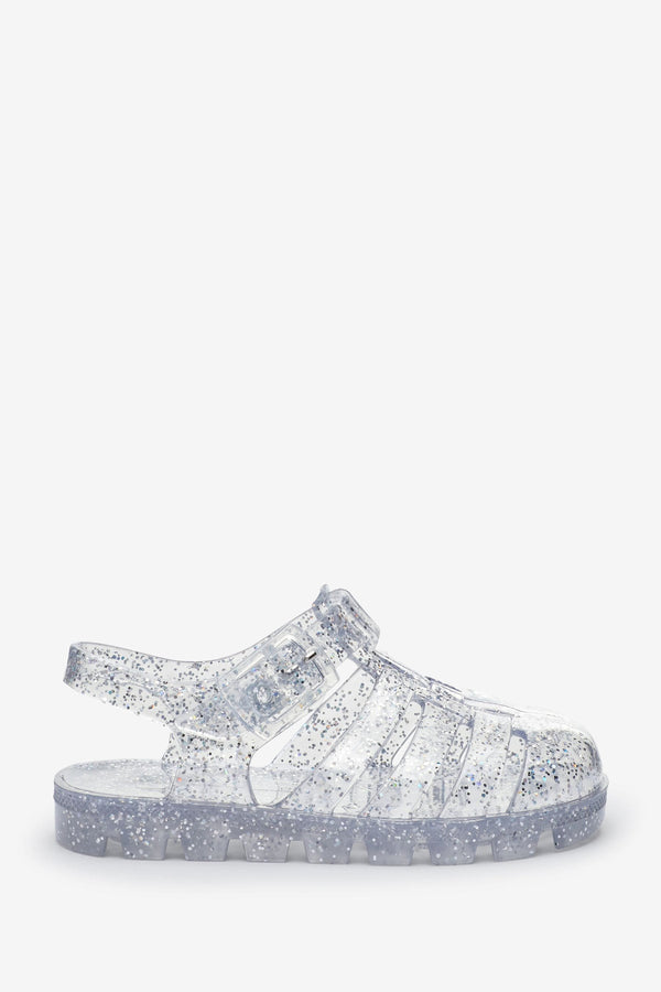 Silver Glitter Jelly Sandals