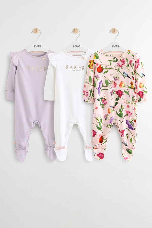 Multi Baker by Ted Baker 100% Cotton Sleepsuits 3 Pack