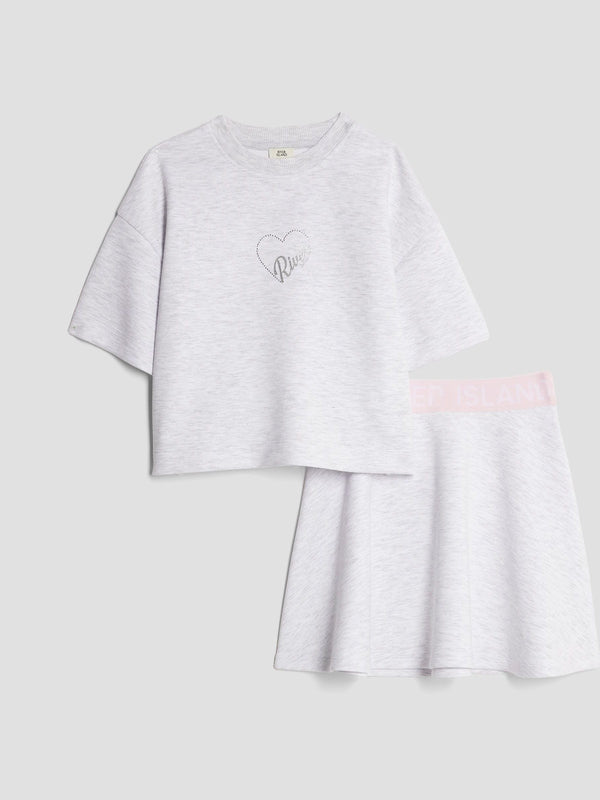 River Island Grey Premium Essential Skirt Set