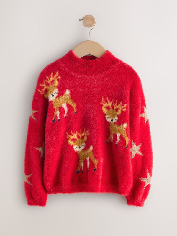 Red Sleigh Stripe Christmas Jumper (3-16yrs)