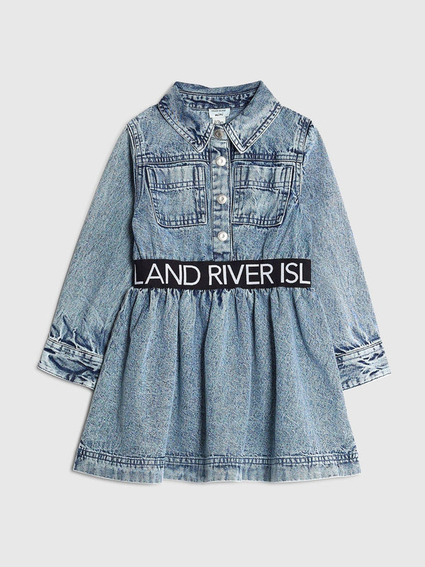 River Island Blue Waist Band Denim Dress