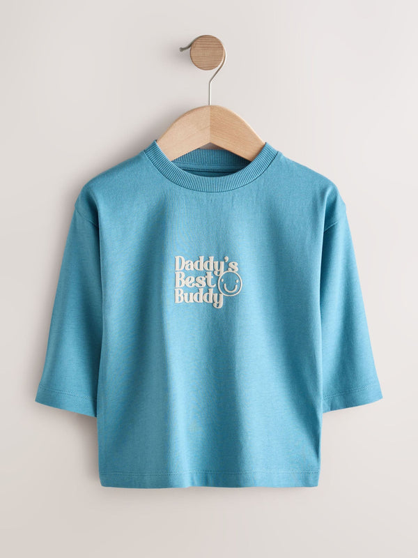 Blue Daddys Best Buddy Long Sleeve Graphic Print T-Shirt (3mths-8yrs)