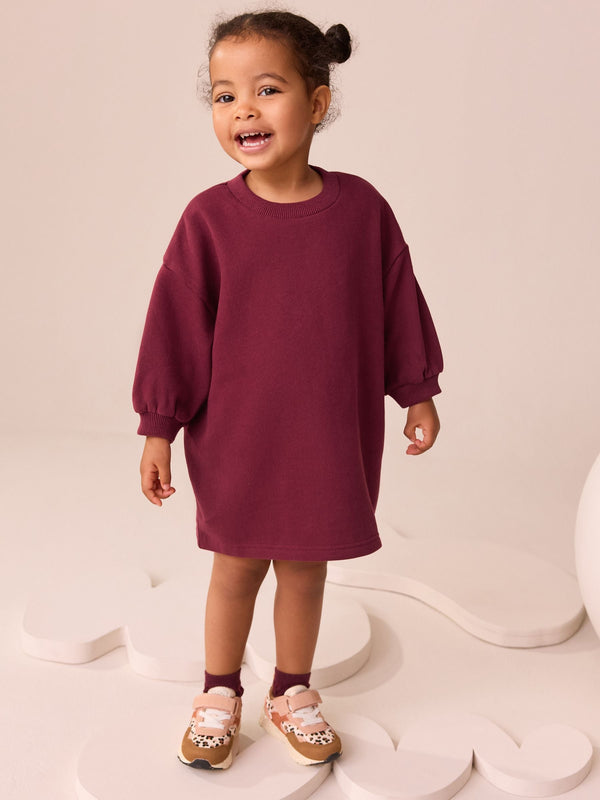 Burgundy Relaxed Sweat Dress (3mths-7yrs)