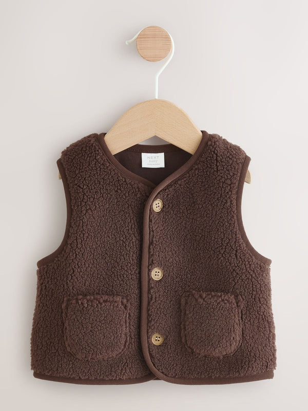 Chocolate Brown Borg Baby Gilet