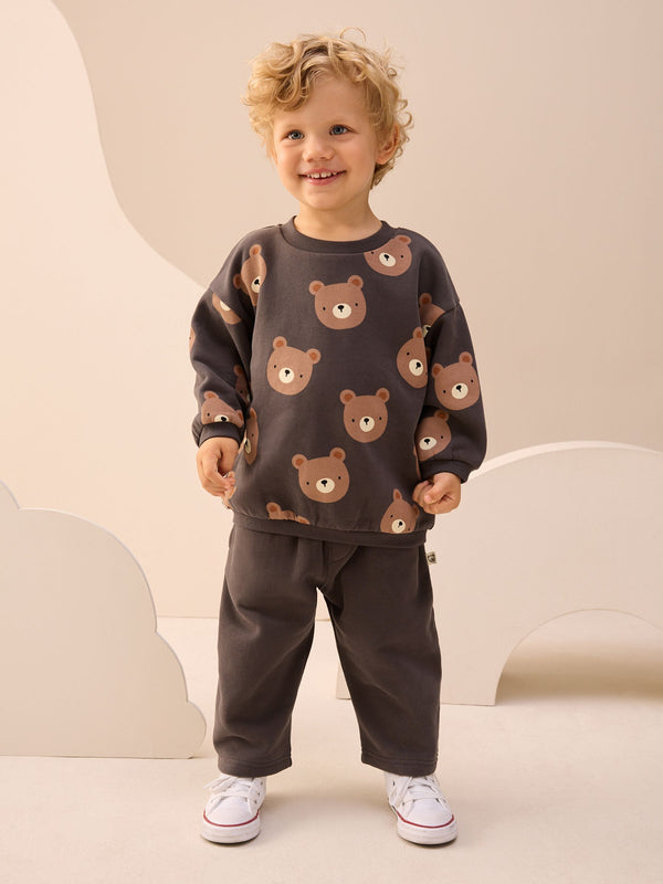 Charcoal Grey Bear All Over Printed Sweatshirt and Joggers Set (3mths-7yrs)