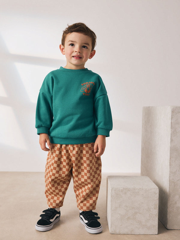 Green Croissant Single Sweatshirt And Stripe Joggers Set (3mths-7yrs)