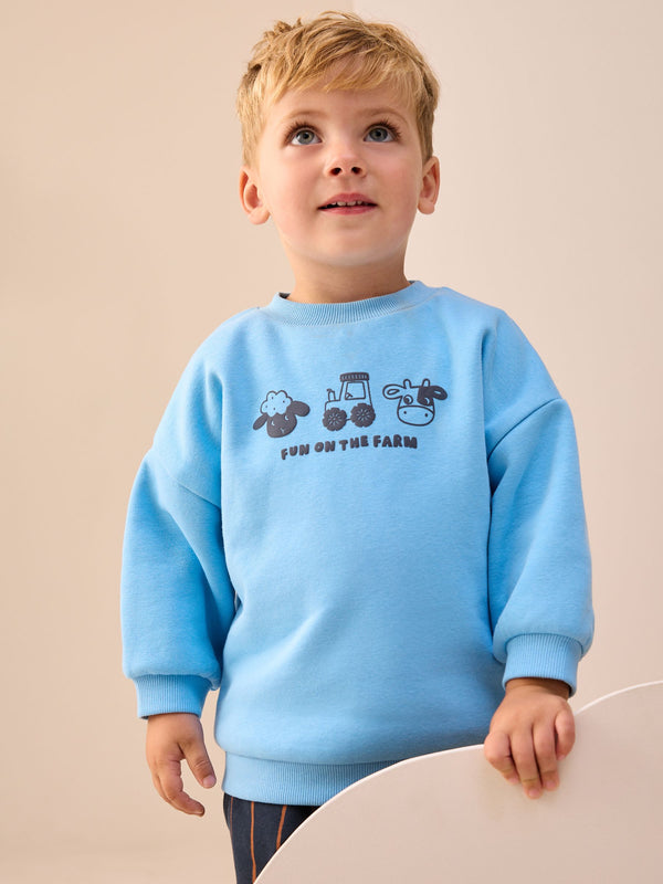 Blue Farm Animal Sweatshirt and Patterned Joggers Set (3mths-7yrs)