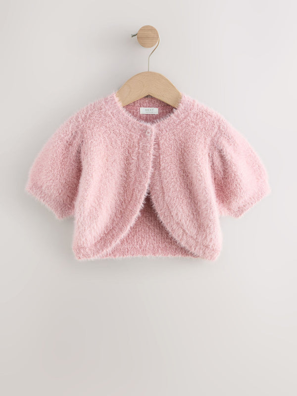 Pink Short Sleeve Fluffy Shrug (12mths-16yrs)
