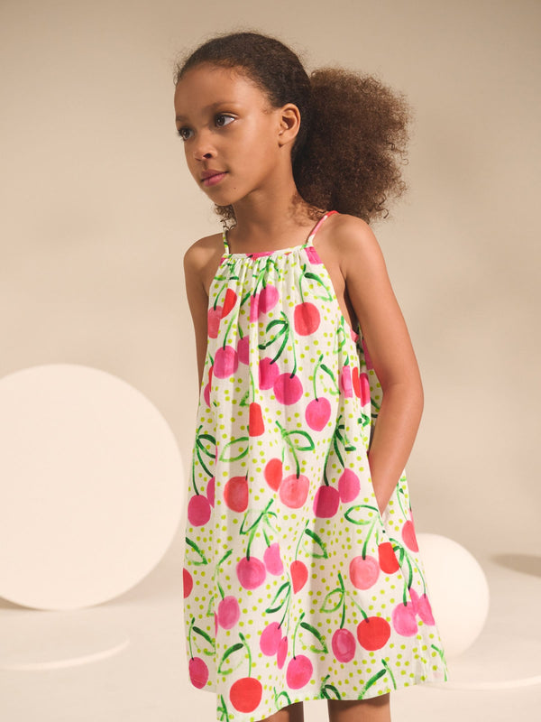 Cherry Print 100% Cotton Summer Dress (3-16yrs)