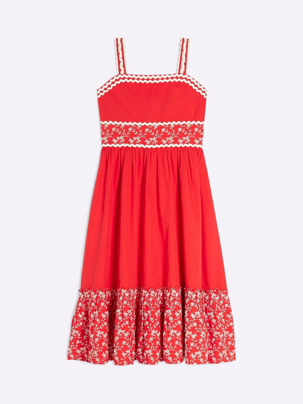 River Island Red Embroidered 100% Cotton Maxi Dress
