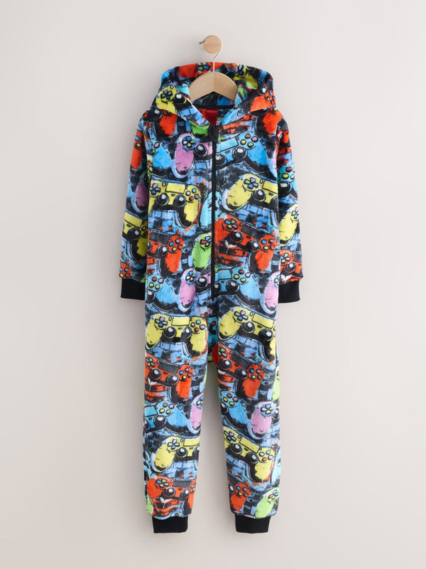 Blue/Green/Red/Yellow Gamer Fleece All-In-One (4-16yrs)