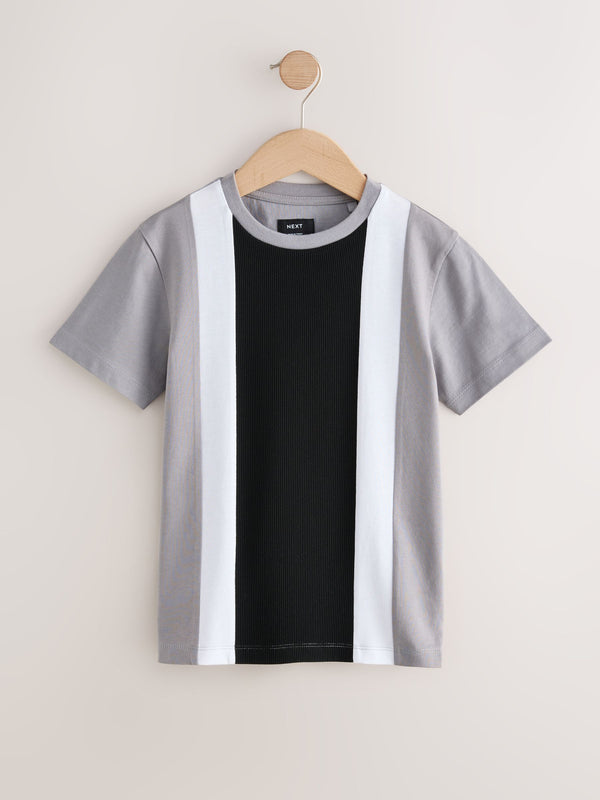 Grey/Black Colourblock Short Sleeve T-Shirt (3-16yrs)