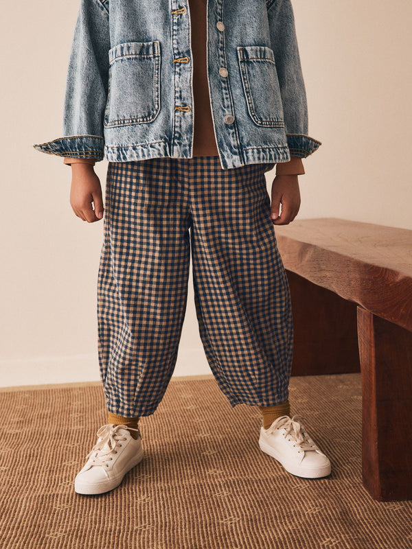 Brown Gingham Pullon Cord Trousers (3-16yrs)