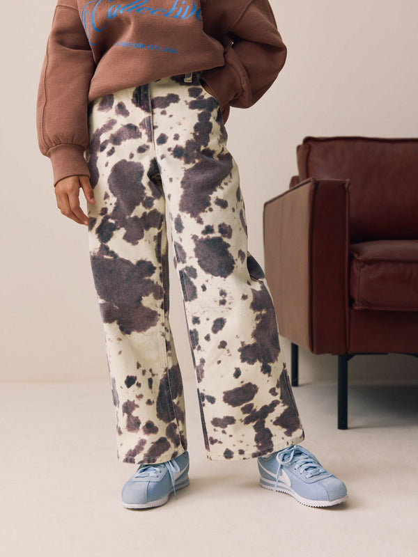 Cow Print Wide Leg Jeans (3-16yrs)