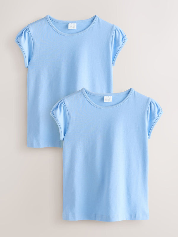 Pale Blue 2 Pack Puff Sleeve T-Shirts (3-16yrs)