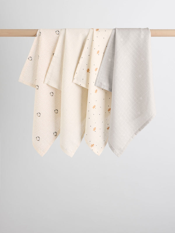 Winter Icons Baby Muslin Cloths 4 Pack