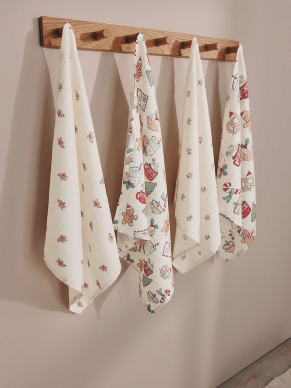 Christmas Baby Muslins Cloths 4 Pack