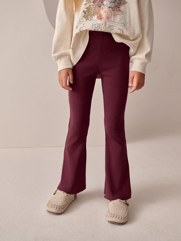 Burgundy Red 1 Pack Rib Flare Leggings (3-16yrs)