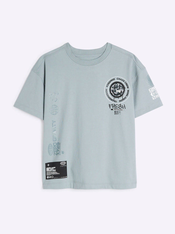 River Island Blue Smile Camo T-Shirt