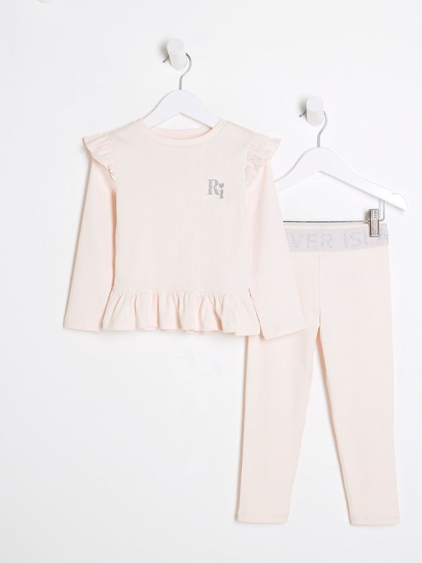 River Island Pink Rib Top Set
