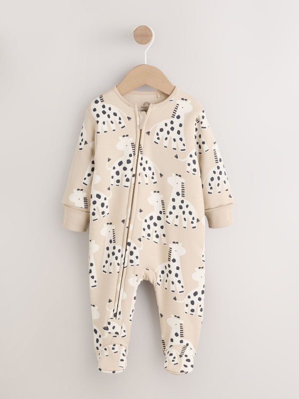 Ecru Giraffe 2.5 TOG Wadded Baby Sleepsuit