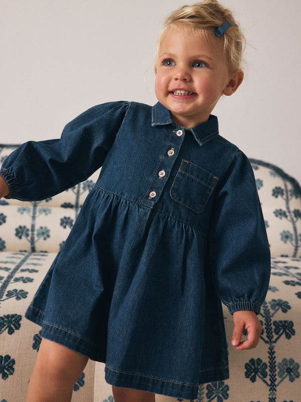 Denim Dark Blue Shirt Dress (3mths-8yrs)