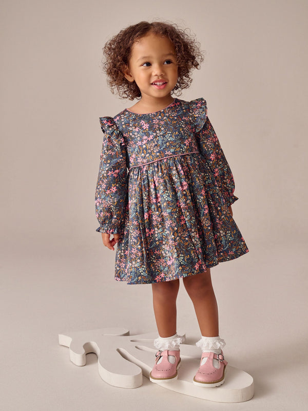 Multi Ditsy Frill Long Sleeve Dress (3mths-8yrs)