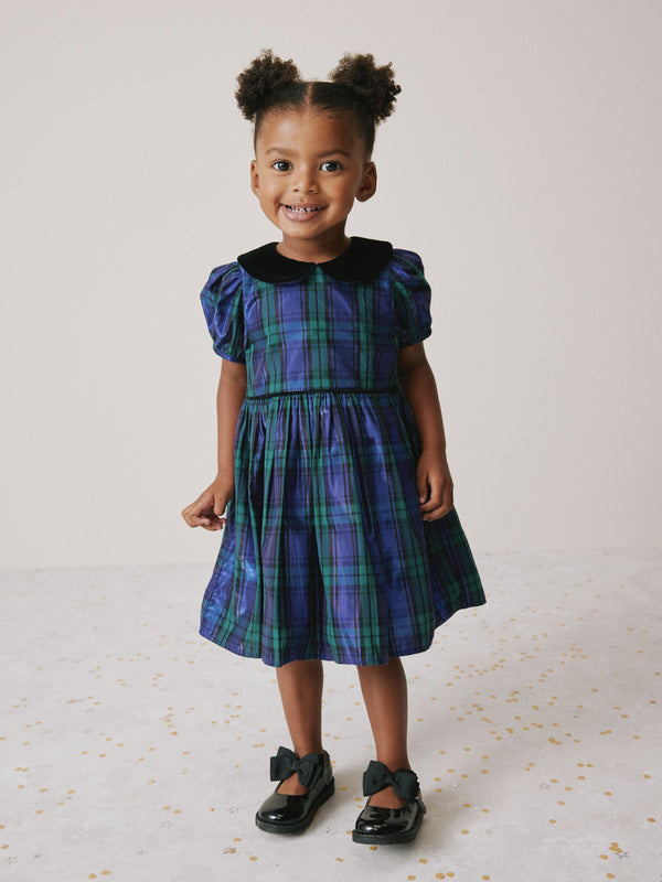 Blue/Green Check Collar Prom Dress (3mths-8yrs)