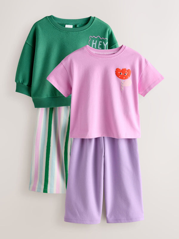 Green/Pink Top & Trousers Set 2 Pack (3mths-7yrs)