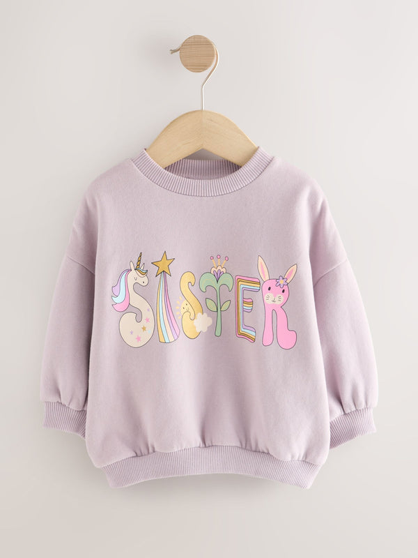 Lilac Purple Sister Crew Neck Sweatshirt (3mths-7yrs)