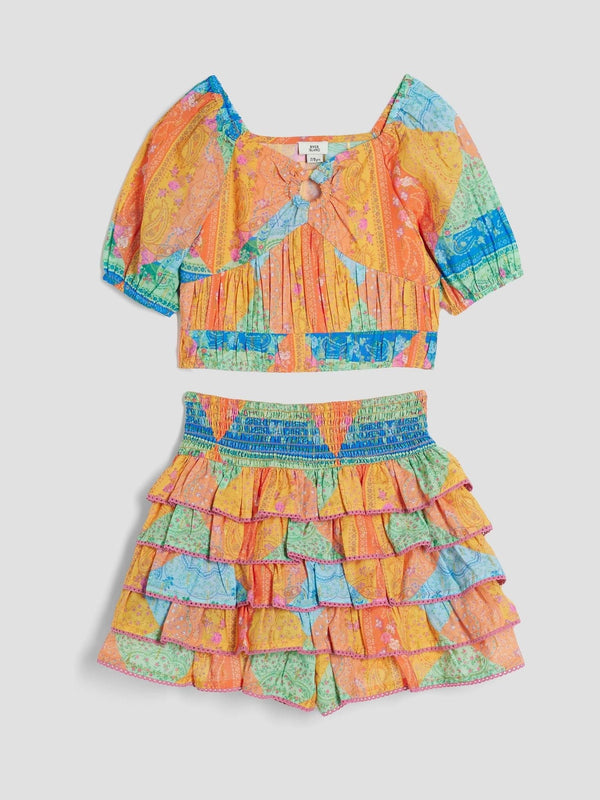 River Island Orange Bandana RaRa Skort Set